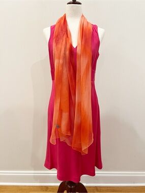 Ann Taylor Dress Petite 6 Silk Sleeveless Chiffon Scarf Wedding Guest Formal